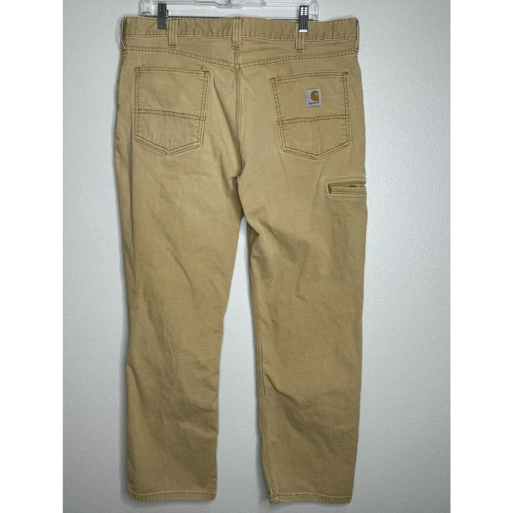 Carhartt Relaxed Fit Pants Size 38 x 30 Khaki Canvas 5‎ Pocket Workwear Rancher